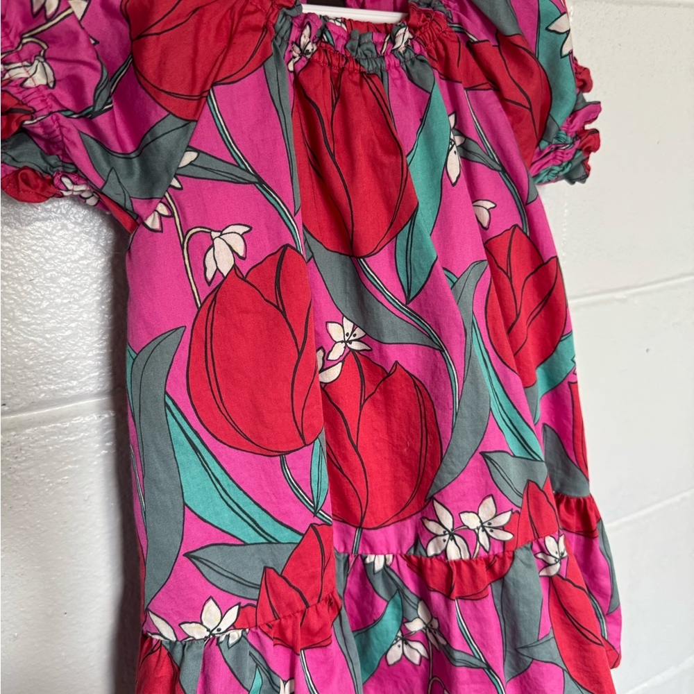 Pink and Red Tea Collection Tulip Dress with Matching Bloomers